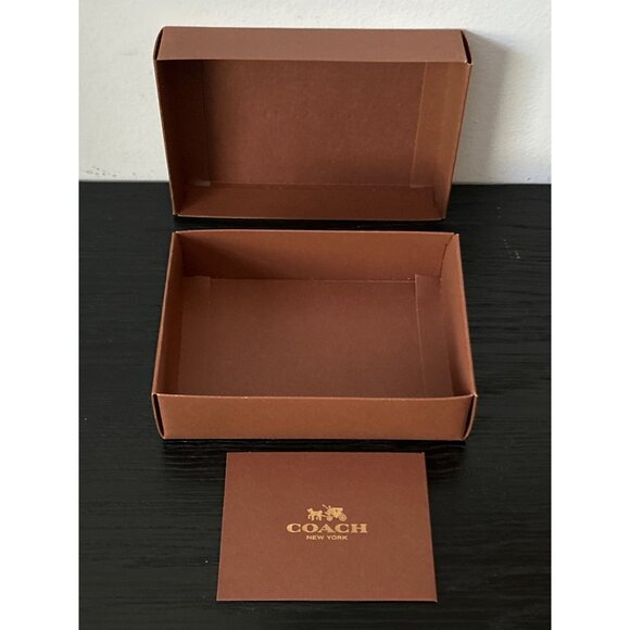EMPTY Coach New York Brown Cardboard Box w/Receipt Holder Wallet Clutch Box - Picture 7 of 13